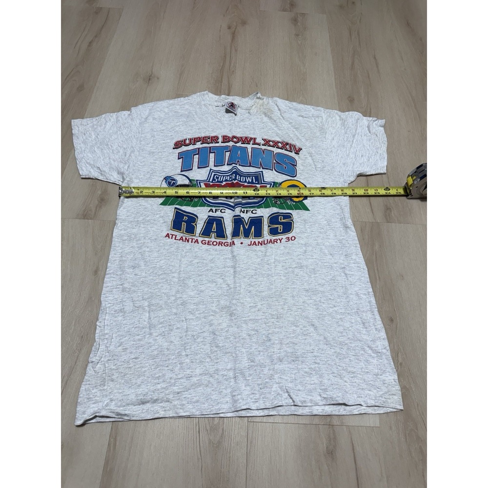 NFL Team Apparel T-Shirt Mens Large White Super Bowl XXXIV Titans Rams Graphic - Picture 3 of 6